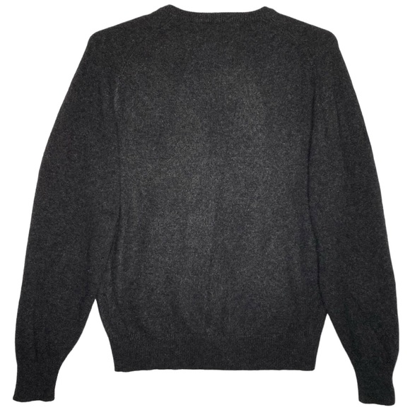 Vintage Jaccar Cashmere Sweater Gray Charcoal V-Neck Size Large 1980 - Picture 8 of 11